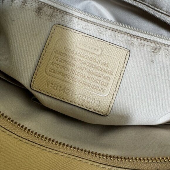 Coach Madison East West Saffiano Leather Tote Shoulder Bag Shopper Tan Neutral - Picture 10 of 15